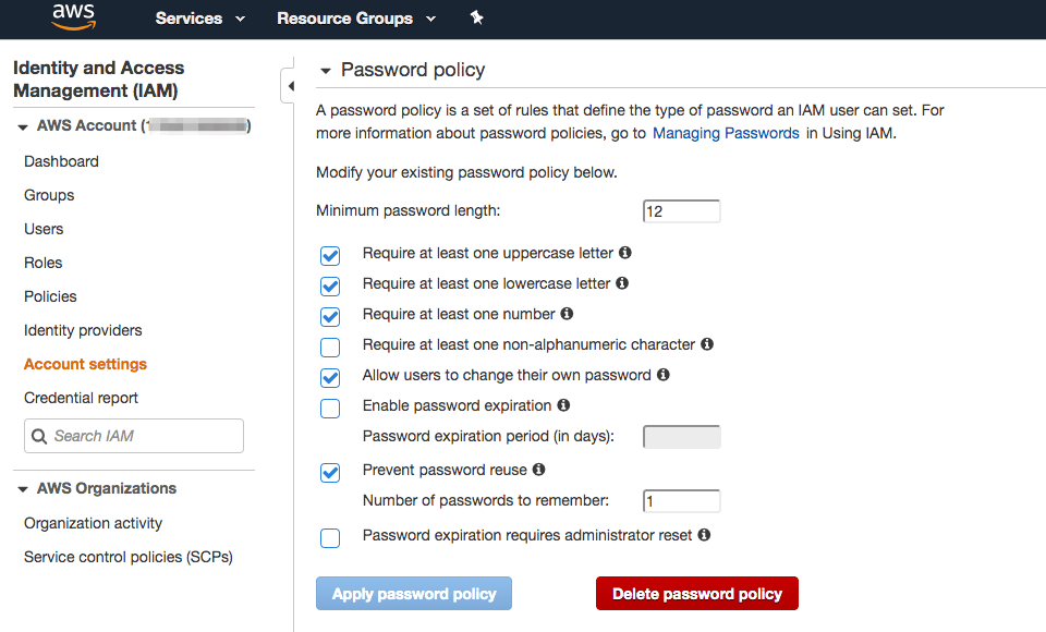 iam password policy